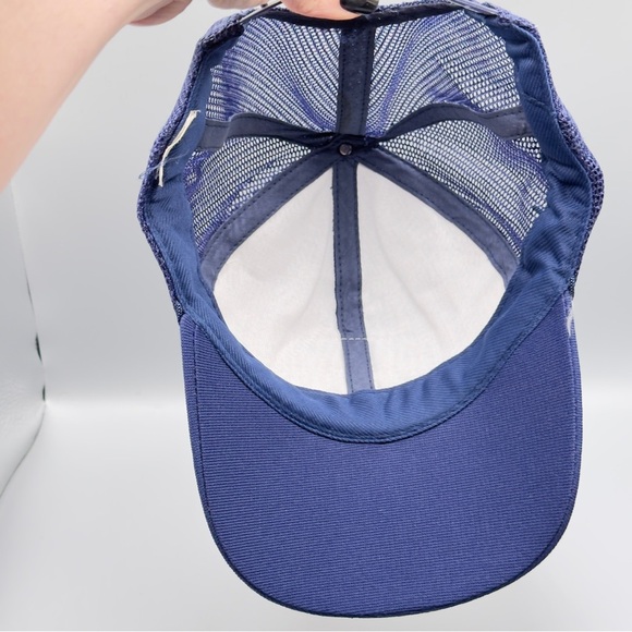 Vintage Blue Captain Hat Snapback Trucker Cap Nautical Boating Pilot Embroidered - Picture 4 of 7